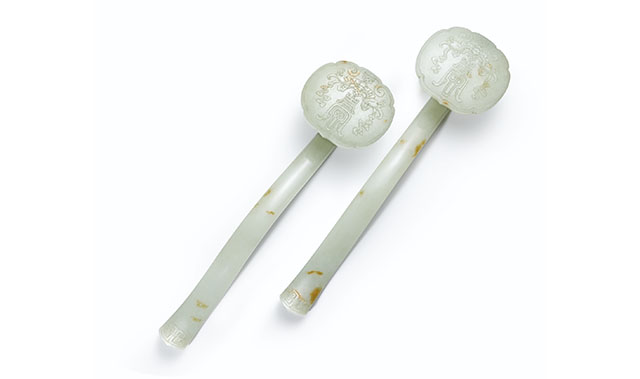 chinese jade pale celadon ruyi scepters